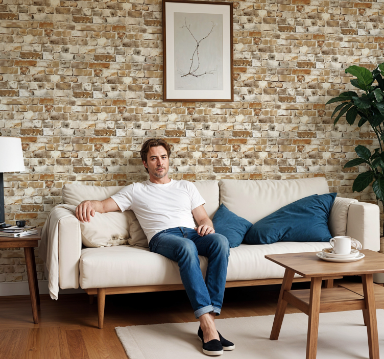 Aşınmış malzeme taş desenli duvar kağıdı - TenStickers