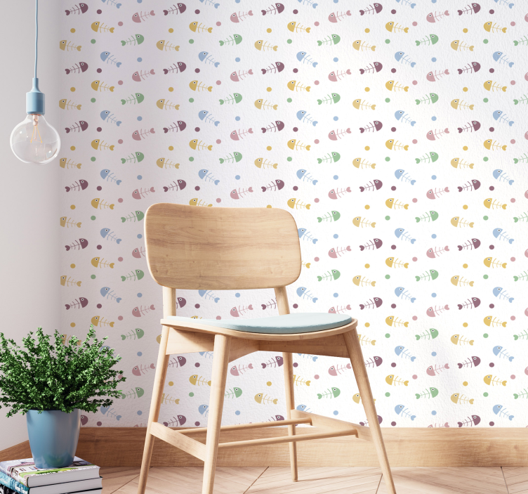 Balık kemikleri hayvan duvar kağıdı - TenStickers