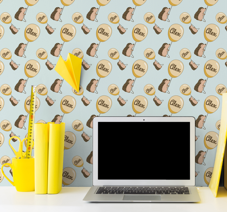 Balon ve adı duvar kağıdı ile kirpi - TenStickers