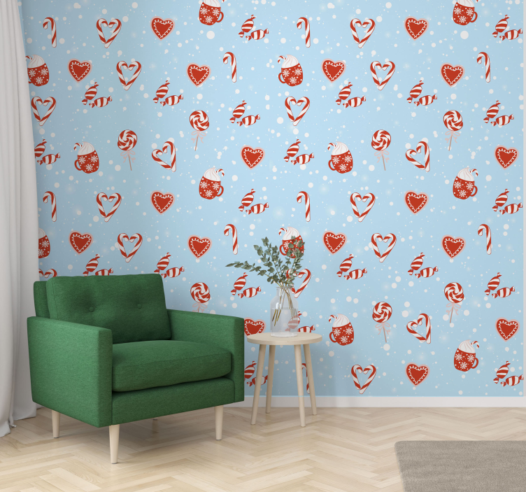 Bayram tatlıları Noel duvar kağıdı - TenStickers