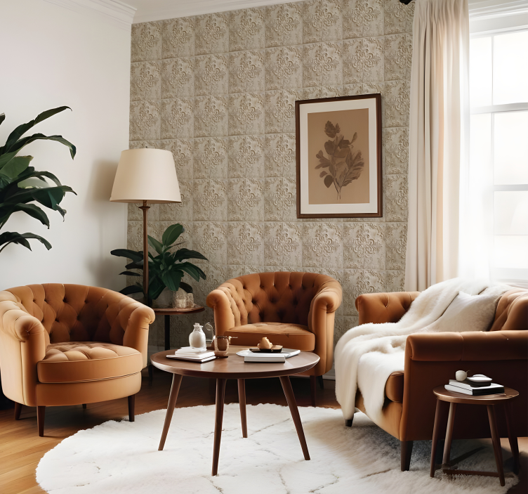 Bej fayans barok duvar kağıdı - TenStickers