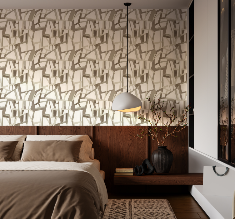 Bej İskandinav tarzı soyut duvar kağıdı - TenStickers