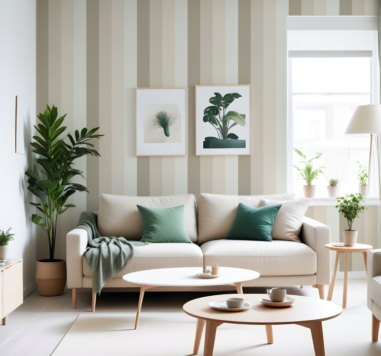 Bej tonları dikey çizgili duvar kağıdı - TenStickers