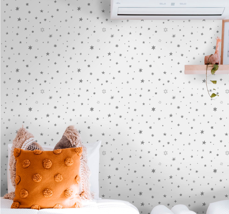 Beyaz yıldız duvar kağıdı ile gri arka plan - TenStickers