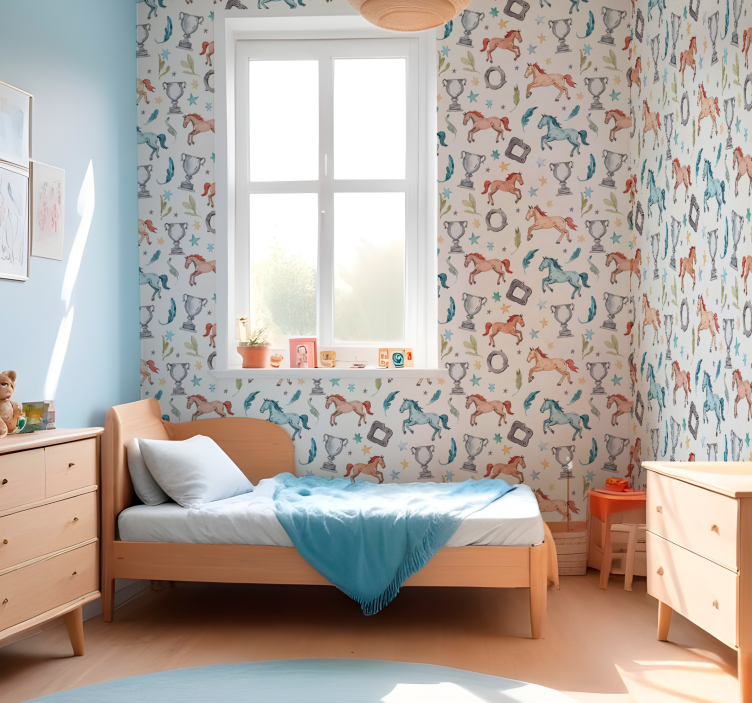 Binicilik ortamı atlar duvar kağıdı - TenStickers