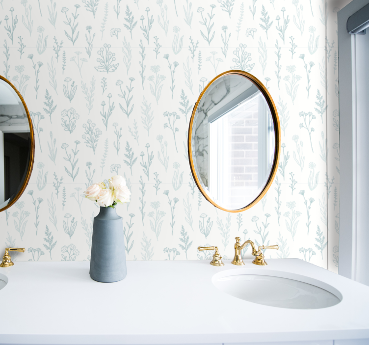 Botanik bitki örtüsü çiçek süs duvar kağıdı - TenStickers