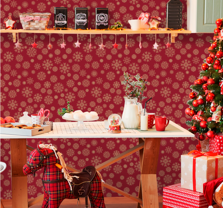 Buzlu çiçek tasarımı Noel duvar kağıdı - TenStickers