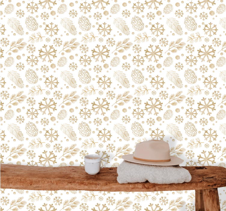 çam kozalağı desenleri sanat duvar kağıdı - TenStickers