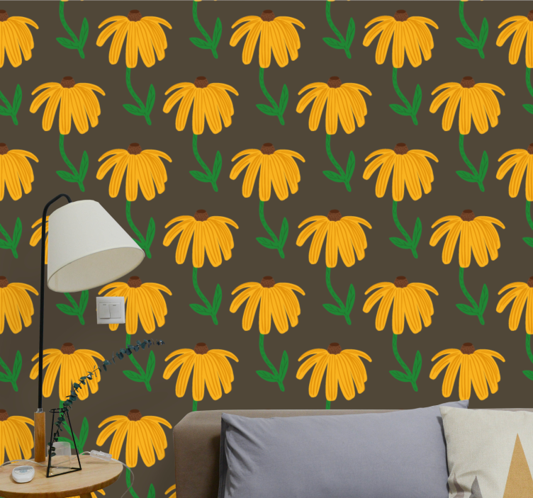 çiçek amblem deseni çiçek desenli duvar kağıdı - TenStickers