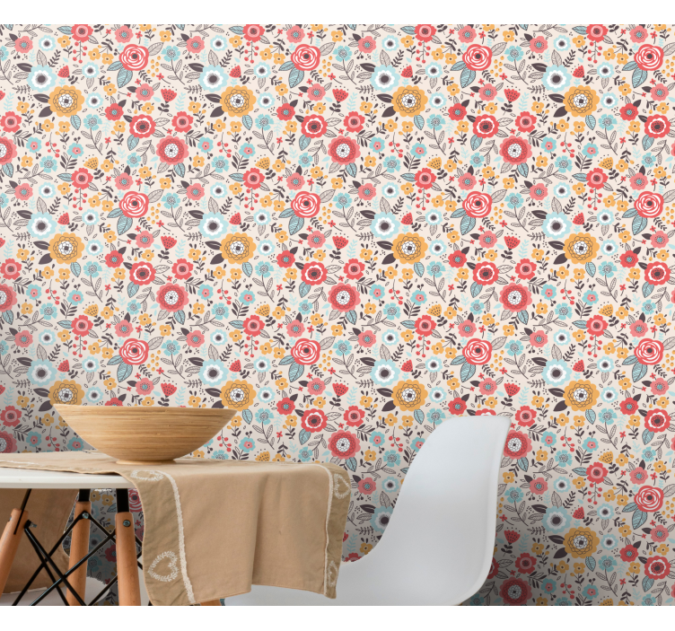 Flowerprint 'ditsy' çiçek duvar kağıdı - TenStickers