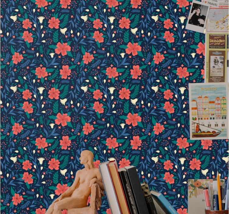 çiçek botanik baskı çiçek desenli duvar kağıdı - TenStickers