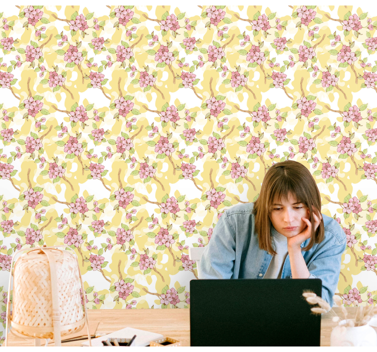 çiçek çağlayan çiçek desenli duvar kağıdı - TenStickers