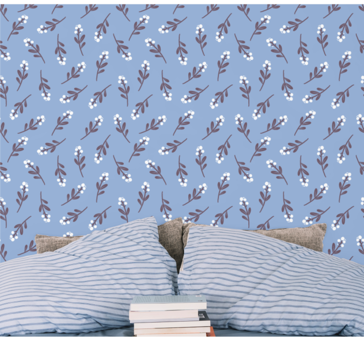 çiçek dalları motifi çiçek desenli duvar kağıdı - TenStickers