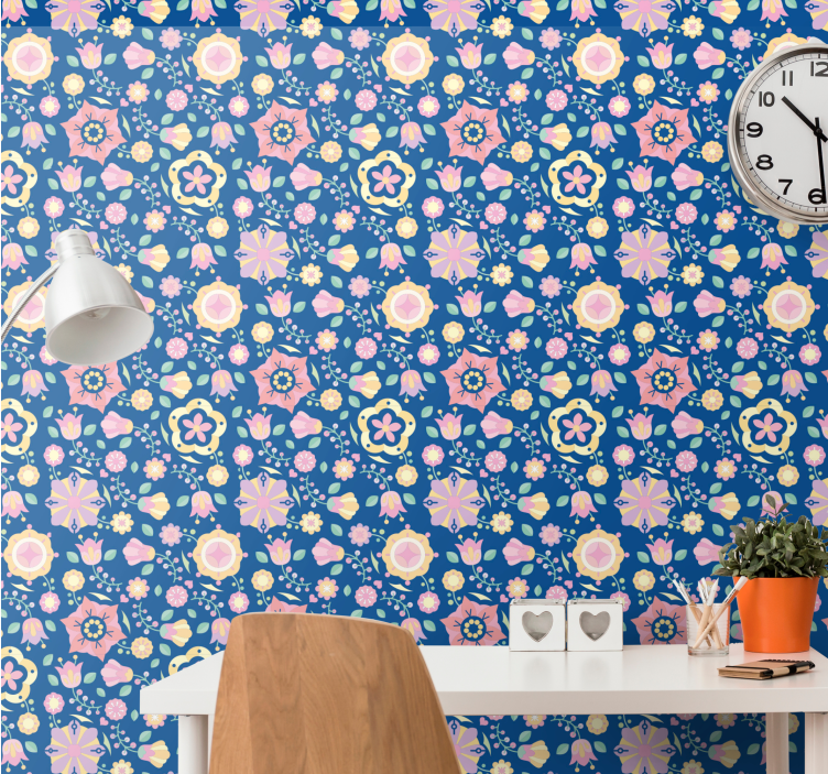 Çiçek desenli duvar kağıdı - Çiçek açan kompozisyon - TenStickers