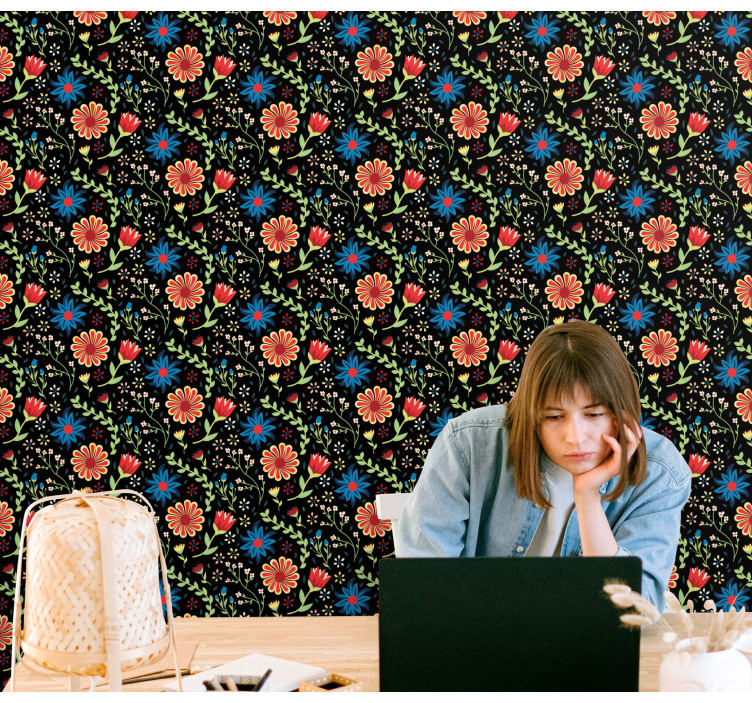 çiçek desenli vurgu çiçek desenli duvar kağıdı - TenStickers