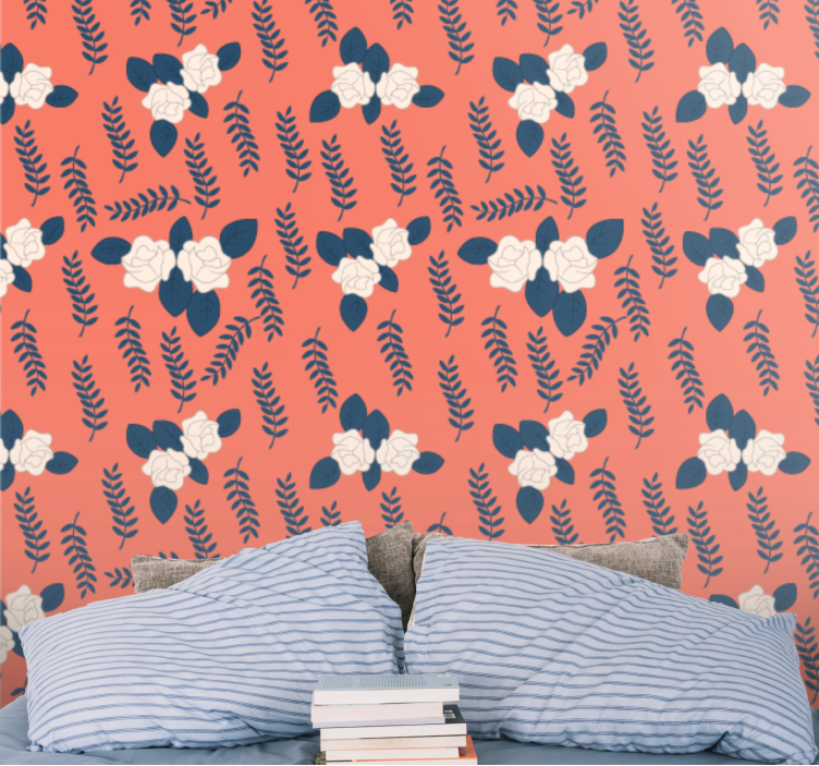 Kırmızı eğrelti otları düzenlemesi çiçek süs duvar kağıdı - TenStickers