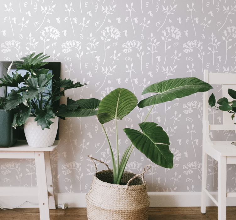 çizilmiş çiçekler vinil duvar kağıdı - TenStickers