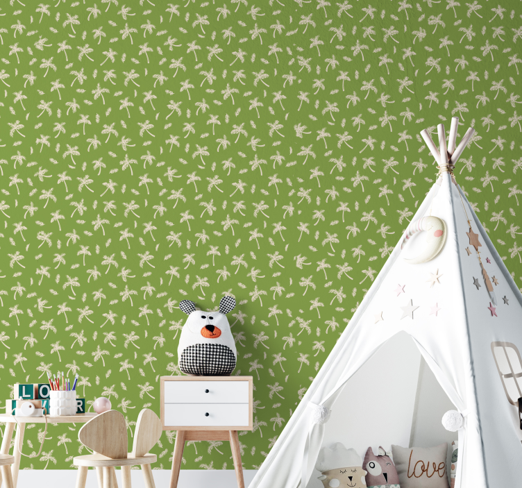 çocuklar için duvar kağıdı beyaz palmiye ağaçları - TenStickers