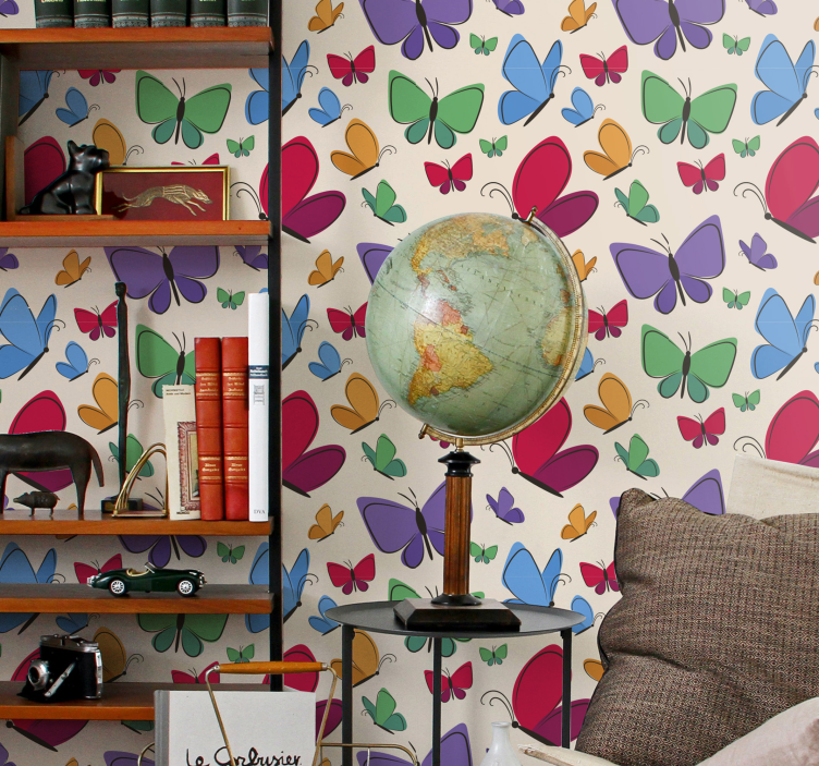 çocuklar için uçan kelebekler kelebek duvar kağıdı - TenStickers