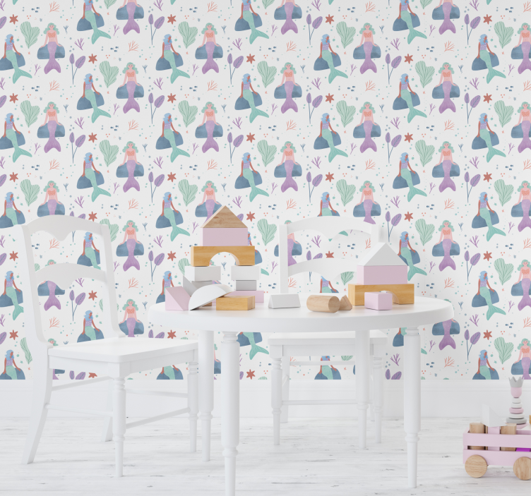 Deniz kızı fantezisi çocuk odası duvar kağıdı - TenStickers