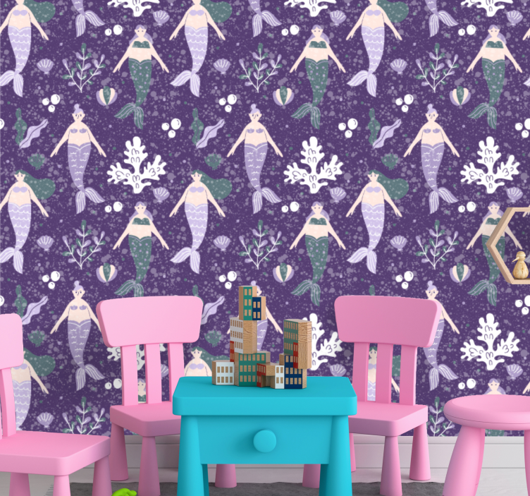 Deniz kızı sıçrama sanat duvar kağıdı - TenStickers