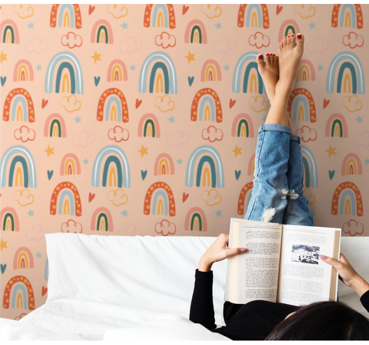Desen çocuk teması gökkuşağı çocuk duvar kağıdı - TenStickers