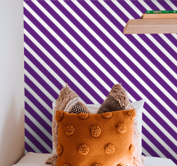 Dikey beyaz ve mor çizgili duvar kağıdı - TenStickers