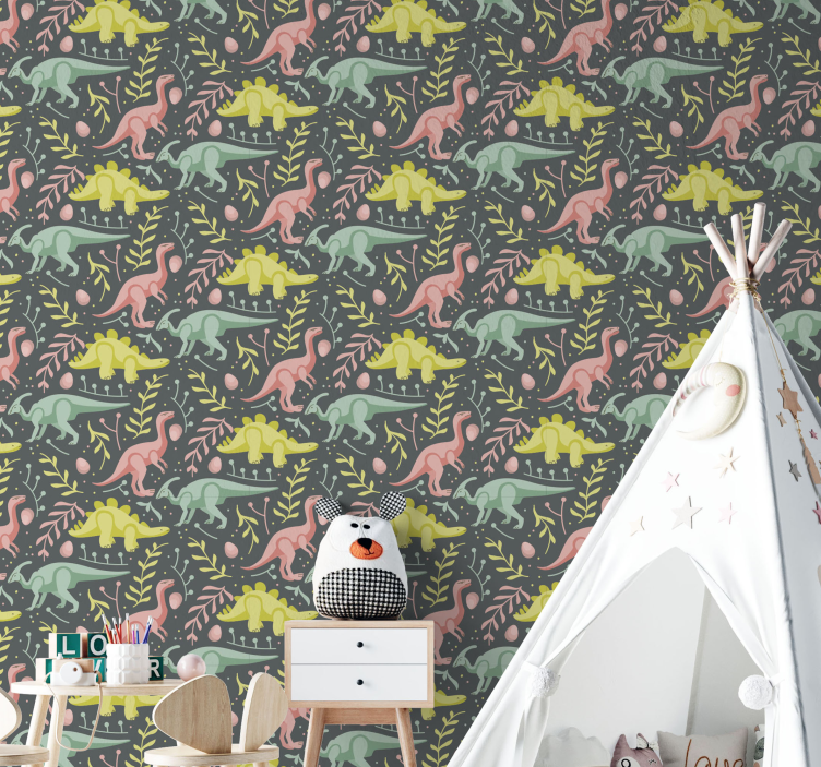 Dinozor çizgi film oyunu dinozorlar duvar kağıdı - TenStickers