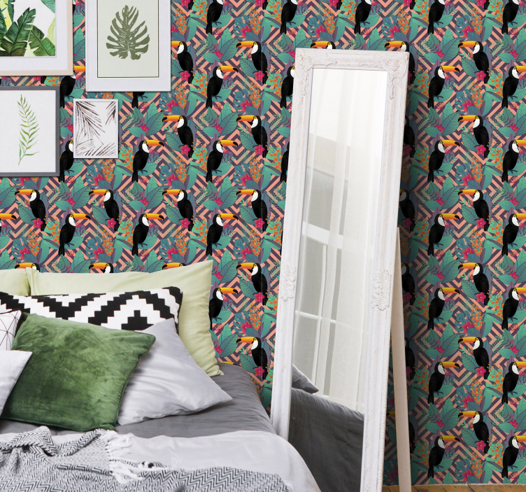 Doğa tukanlar 3d hayvan duvar kağıdı - TenStickers