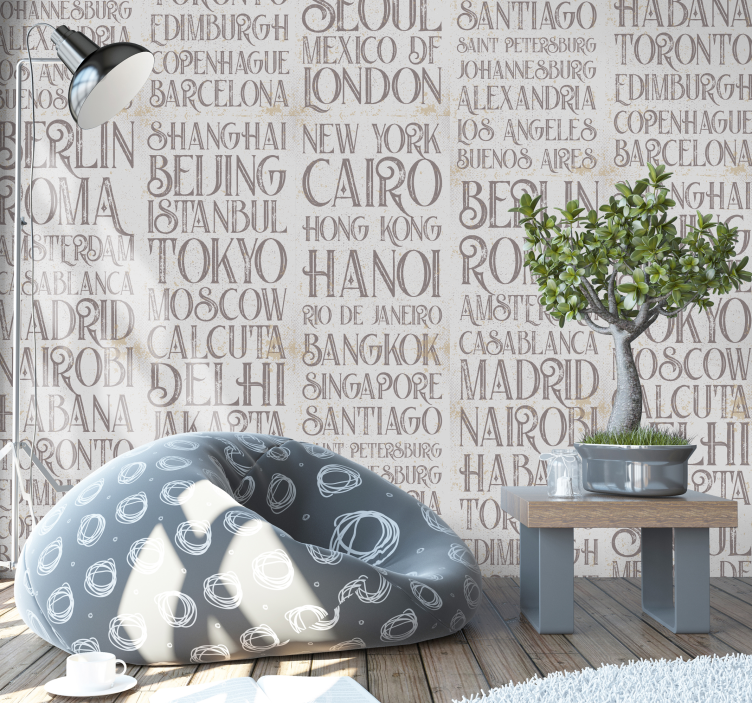 Dünyanın yazı şehirler duvar kağıdı - TenStickers