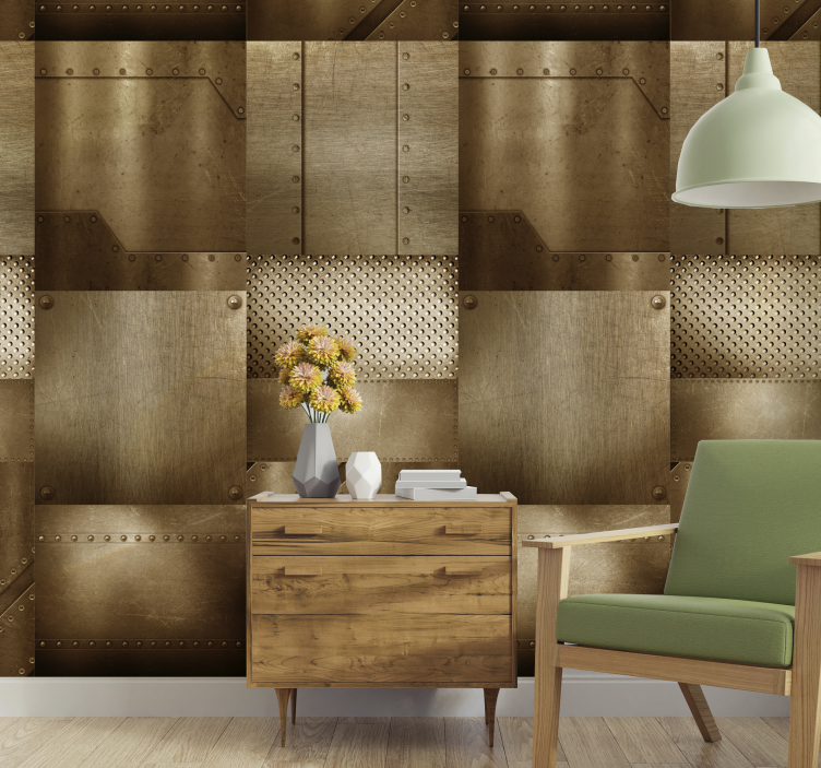 Dokulu duvar kağıdı pirinç mozaik - TenStickers