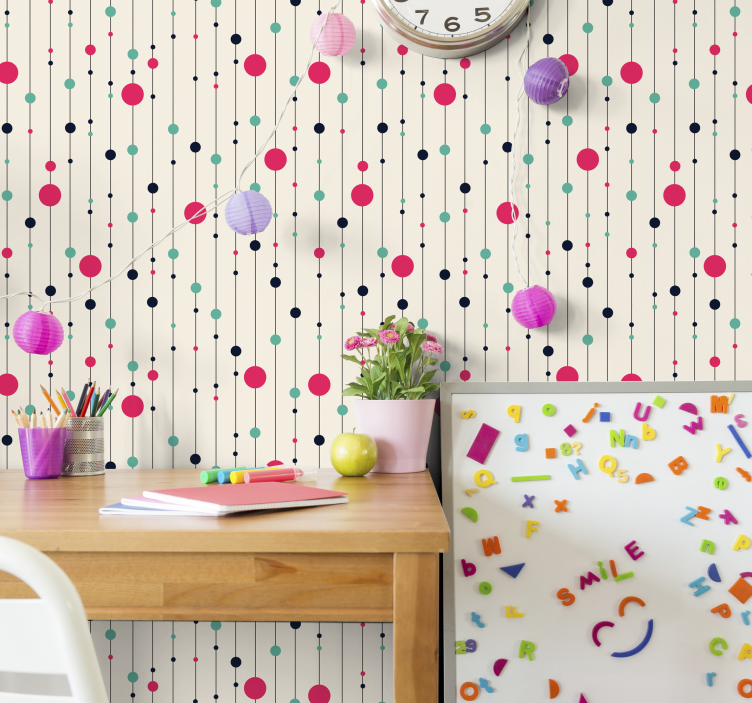 Sizin için eğlenceli polka dot duvar kağıdı! - TenStickers