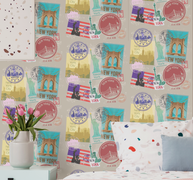 Eski çıkartmalar nyc kolaj new york duvar kağıdı - TenStickers