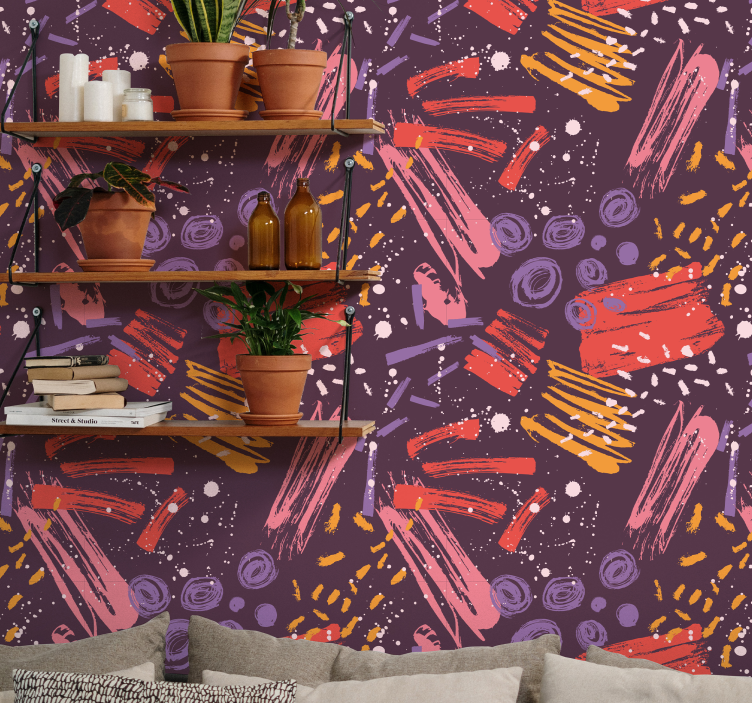 Etkileyici fırça darbeleri soyut duvar kağıdı - TenStickers