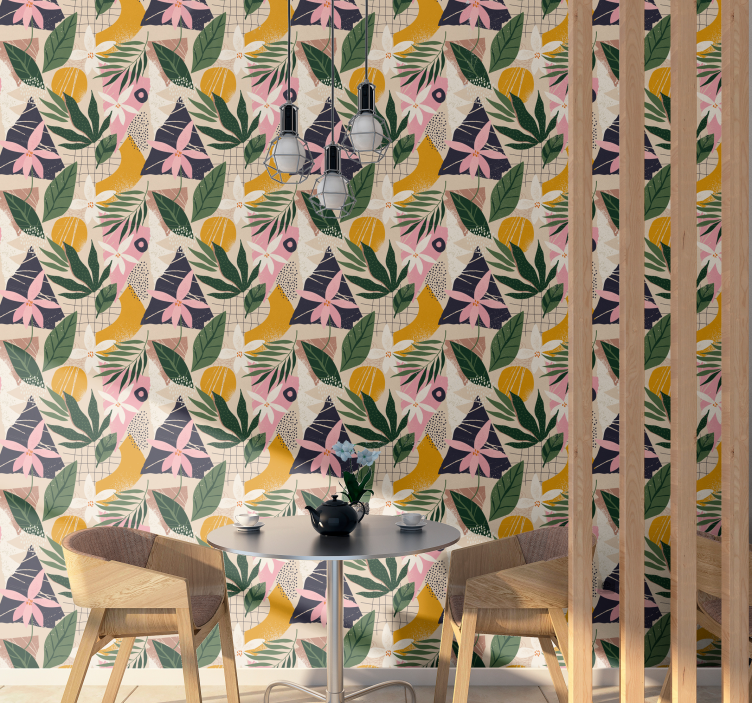 Evde bir bahçe çiçek duvar kağıdı - TenStickers