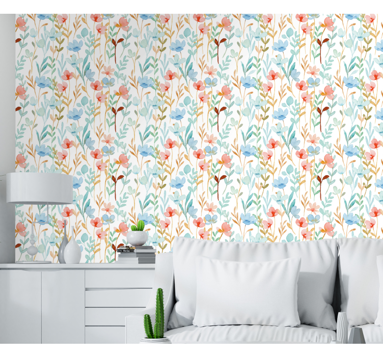 Flowerprint 'hydenyear' çiçek duvar kağıdı - TenStickers