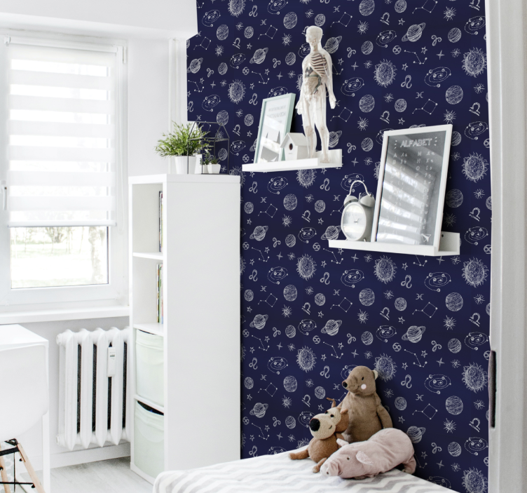 Galaksi çocuk duvar kağıdı uzay gezegenler - TenStickers