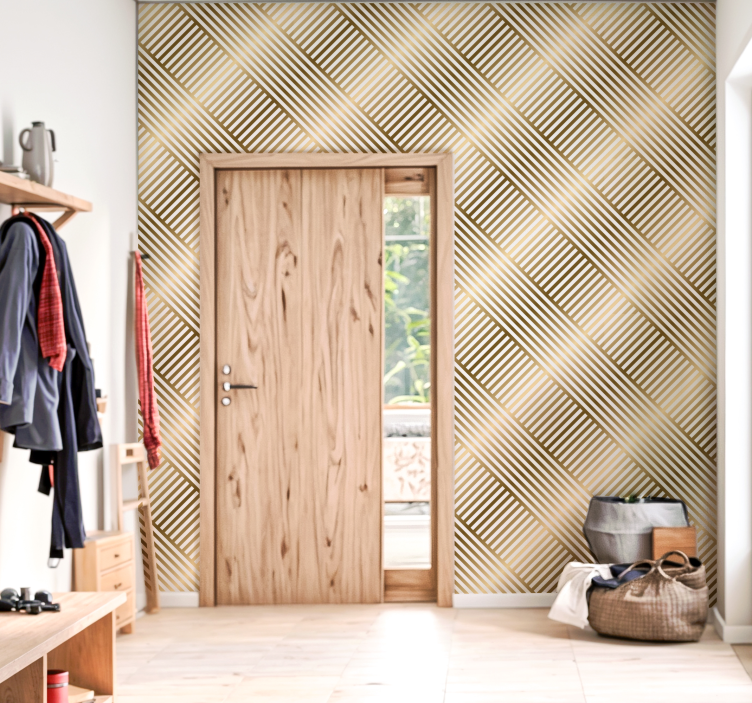 Geometrik altın çizgiler giriş duvar kağıdı - TenStickers