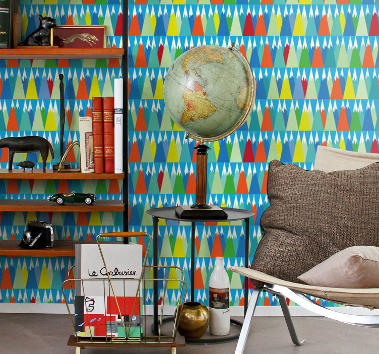 Geometrik dağ manzarası geometrik duvar kağıdı - TenStickers