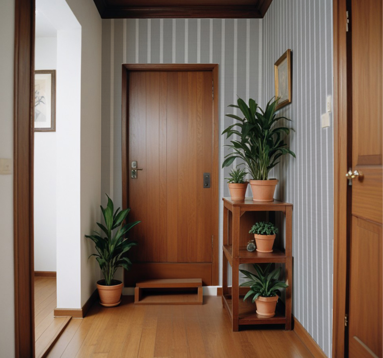 Gri çizgili koridor duvar kağıdı - TenStickers