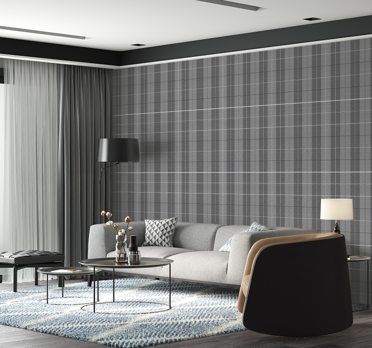 Gri İskoç deseni kare duvar kağıdı - TenStickers