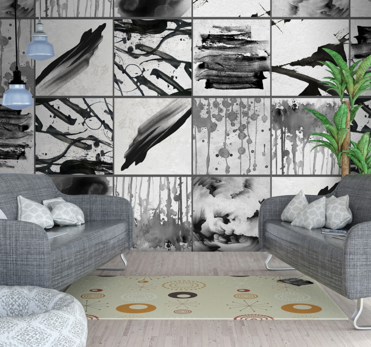 Gri sel soyut duvar kağıdı - TenStickers