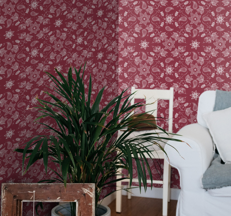 Güzel desenli çiçek süs duvar kağıdı - TenStickers