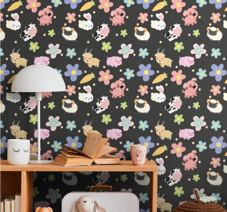 Hayvan deseni eğlenceli hayvanlar duvar kağıdı - TenStickers