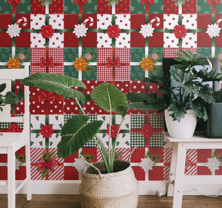 Hediye kutuları paketi oturma odası duvar kağıdı - TenStickers