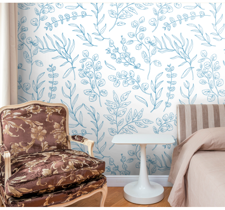 Ince bitkiler yaprak duvar kağıdı - TenStickers