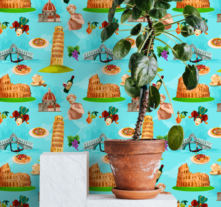 İtalyan yerlerinden kolaj şehir ve ülke duvar kağıdı - TenStickers