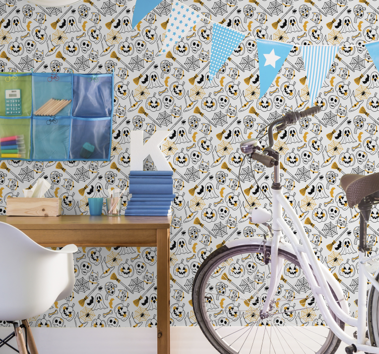 Kafatasları ve kabaklar duvar kağıdı - TenStickers