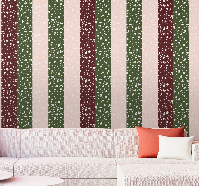 Kar dikey duvar kağıdı ile yeşil kırmızı çizgili - TenStickers