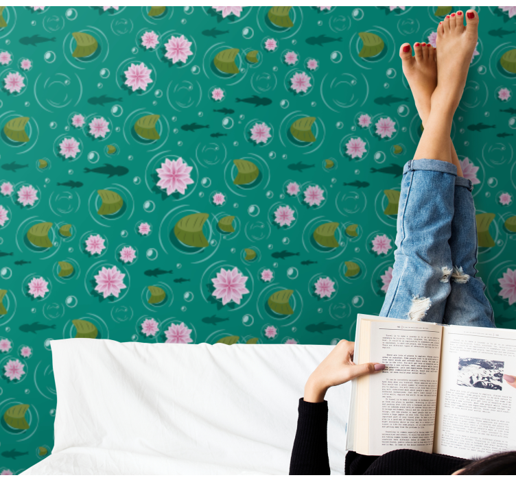 Karikatür lotus çiçeği duvar kağıdı - TenStickers